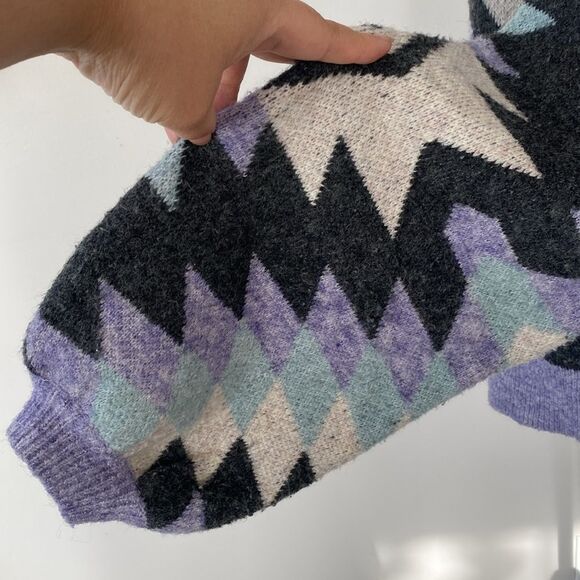 Hyfve Women’s Long Sleeve Lavender Geometric Button Cardigan Oversized sz S - Picture 12 of 15